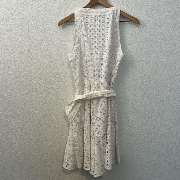 Anthropologie White Belted Eyelet Shorts Romper with Pockets- Size 8 - Picture 12 of 16